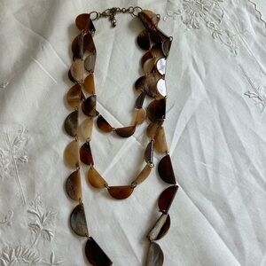 Elegant Brown Half-Moon Tiered Necklace